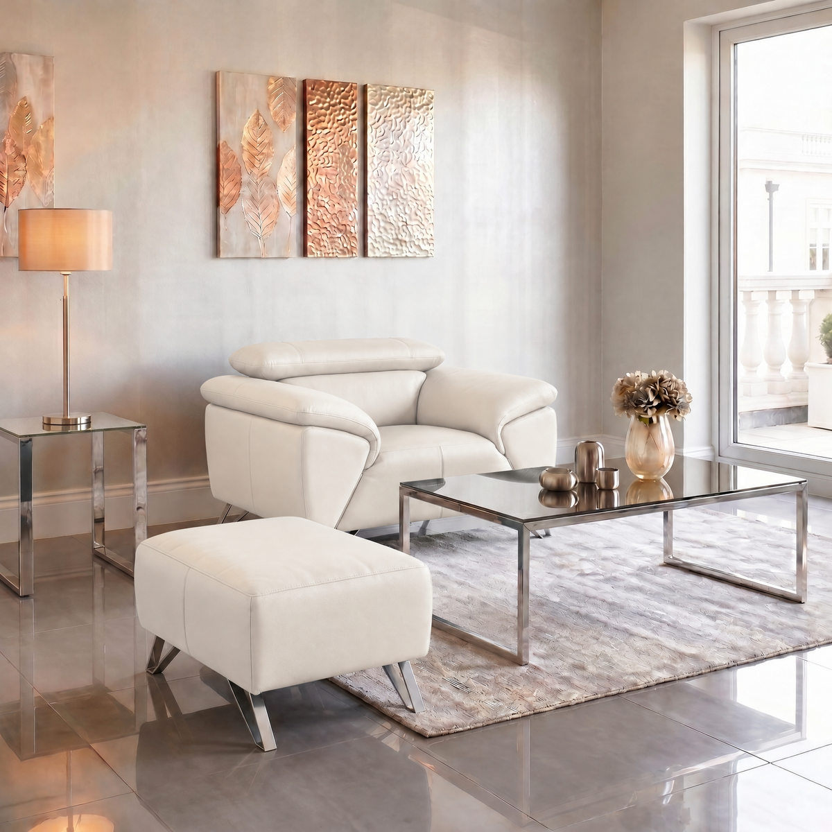 Nicoletti Puccini Footstool - Rectangular Stool CK — Dali Bianco 1515, gallery image 2