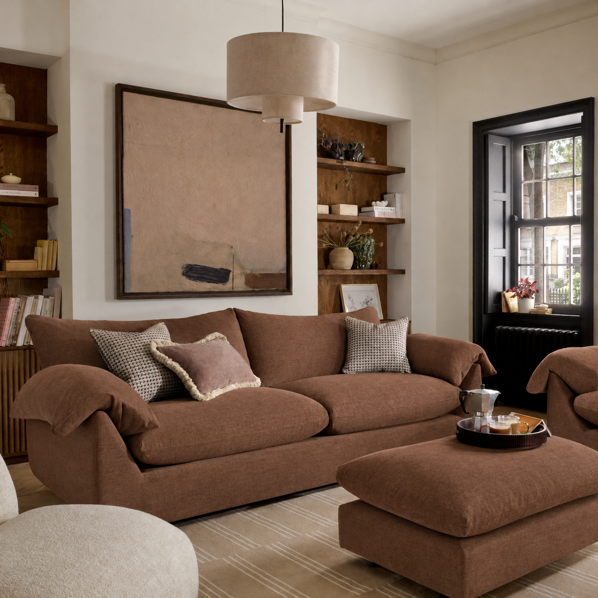 Vogue Williams Bayswater Extra Large Sofa - Extra Large Sofa Matt Chenille — Matt Chenille Terracotta, gallery image 1