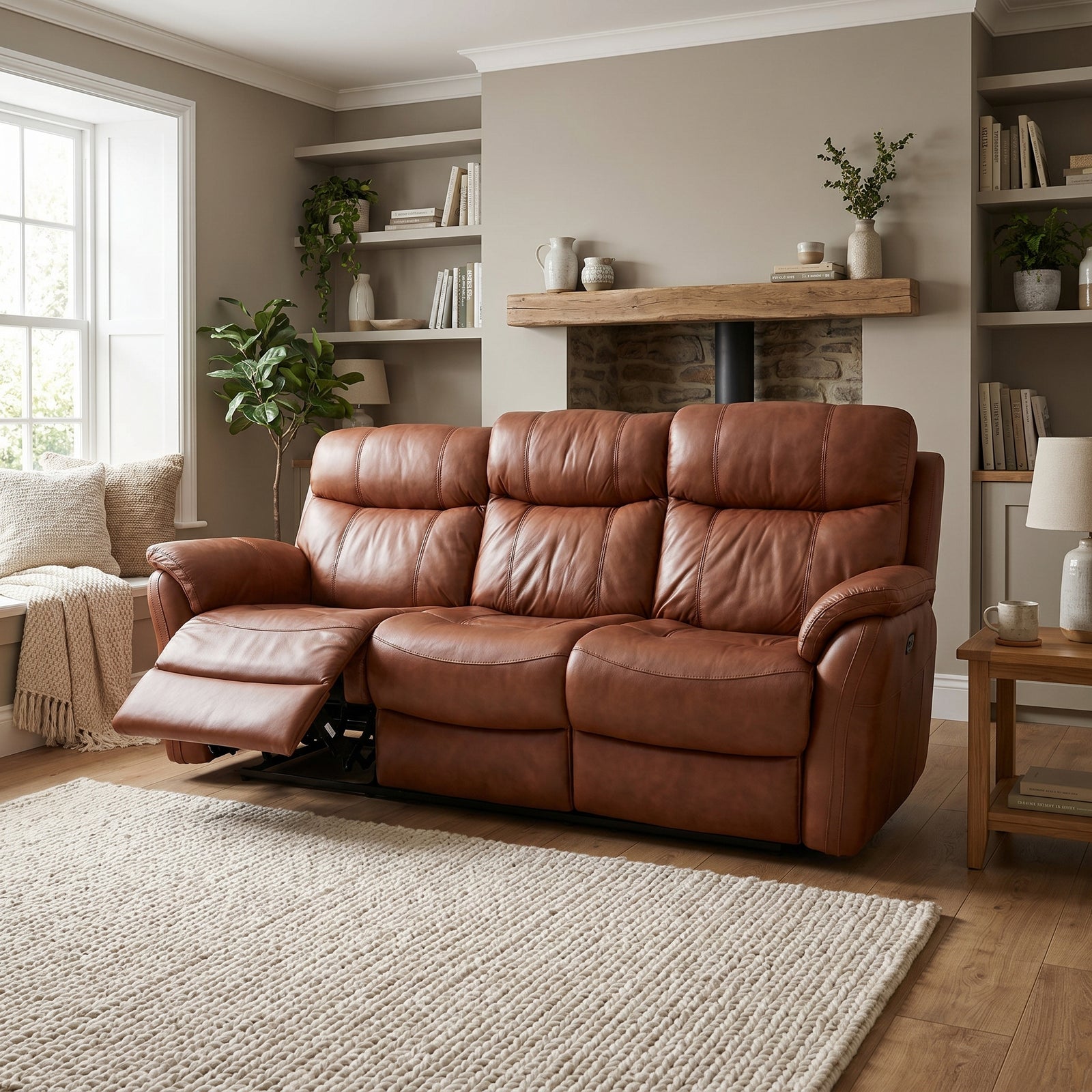 Cava 3 Seater Power Recliner - 3 Seater Sofa 2 Power Recliners Fabric - Power Recliner with USB 3 Seater Sofas Sterling Home 2