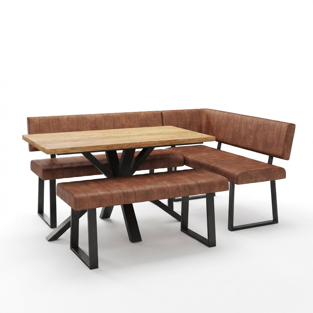 Bourton 135cm Compact Table, Corner Bench + Low Bench Sterling Home 1