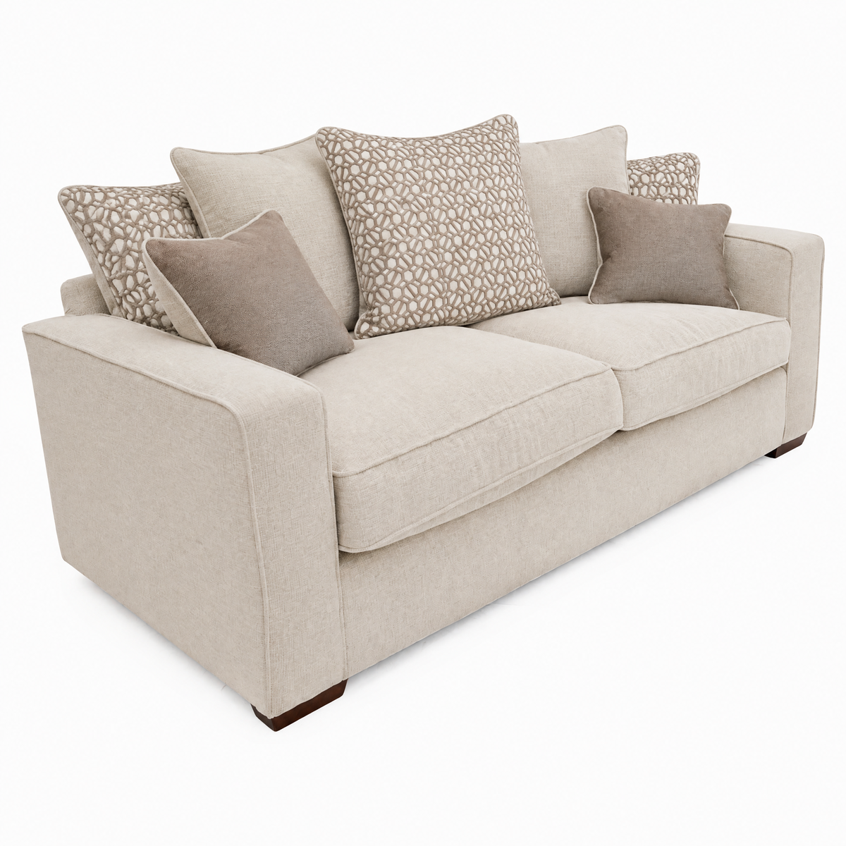 Hope 3 Seater Sofa - 3 Seater Sofa Grade B — Pillow Back / Lassie Linen/Wisp Gold/Larry Latte / Dark Brown Feet, gallery image 2