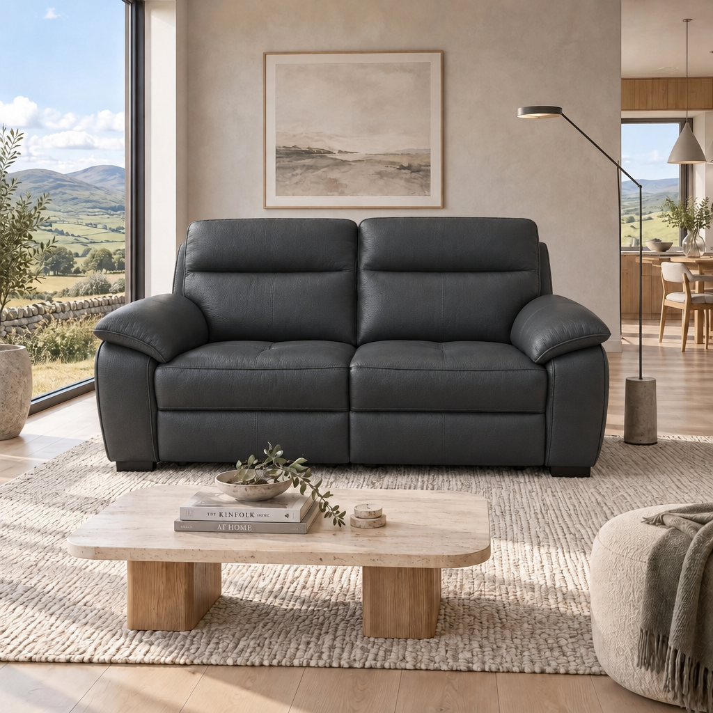 Nicoletti Vivaldi 3 Seater Recliner Sofa    - 3 Seater Double Power Recliner CK Botero - Power Recliner with USB-C — Botero 2154 Nero, gallery image 2