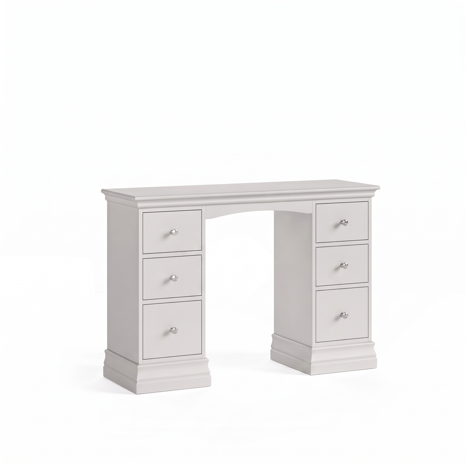 Aria Grey Double Pedestal Dressing Table - Dressing Table Double Pedestal Light Grey