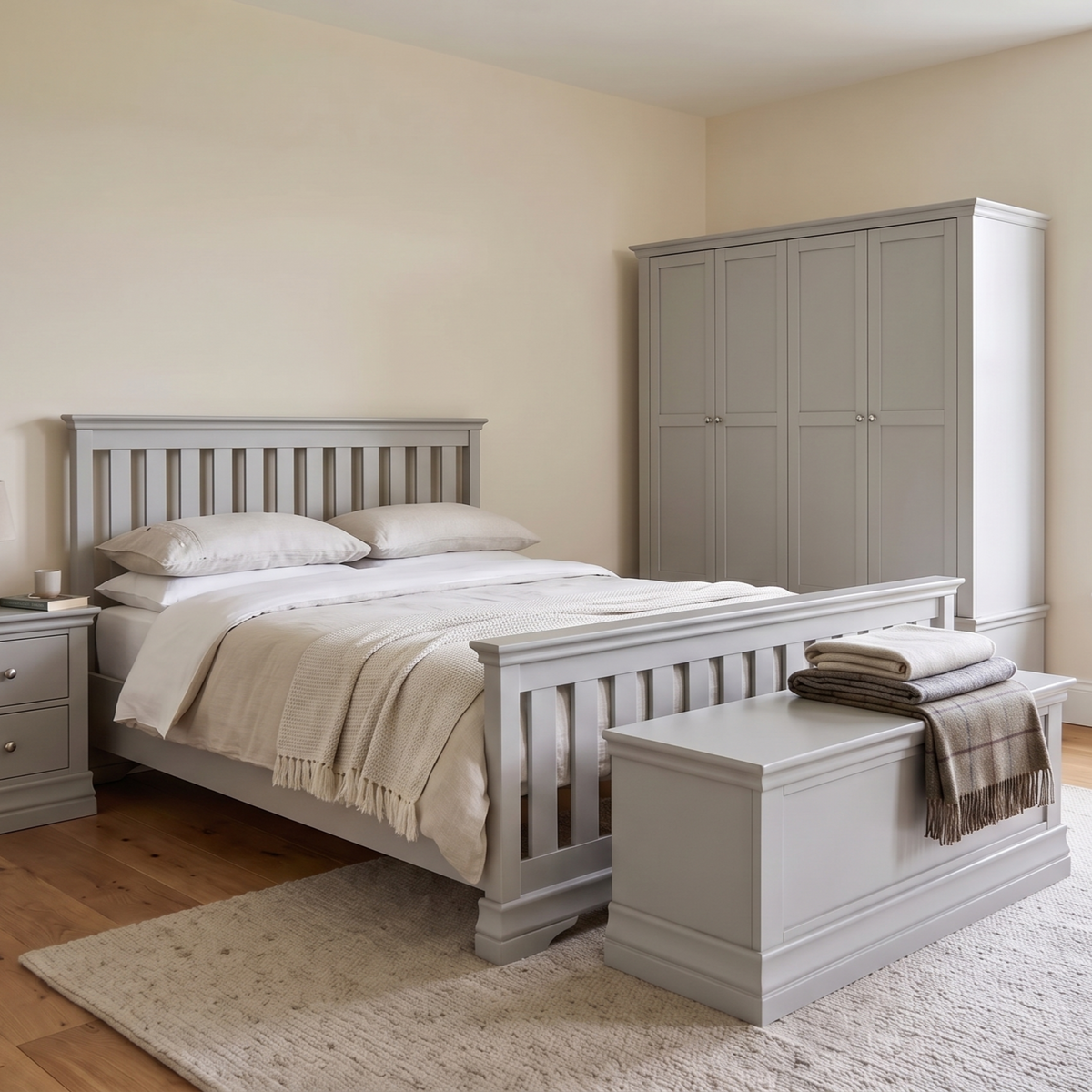 Aria Grey Bedframe - Slatted 6" High Footend Light Grey - Super King Bed Frames Sterling Home 2