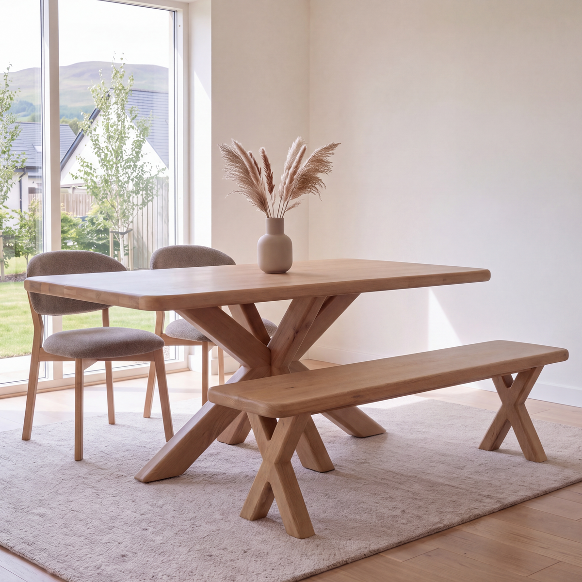 Foundry Dining Table, Bench & 2 Dining Chairs Set