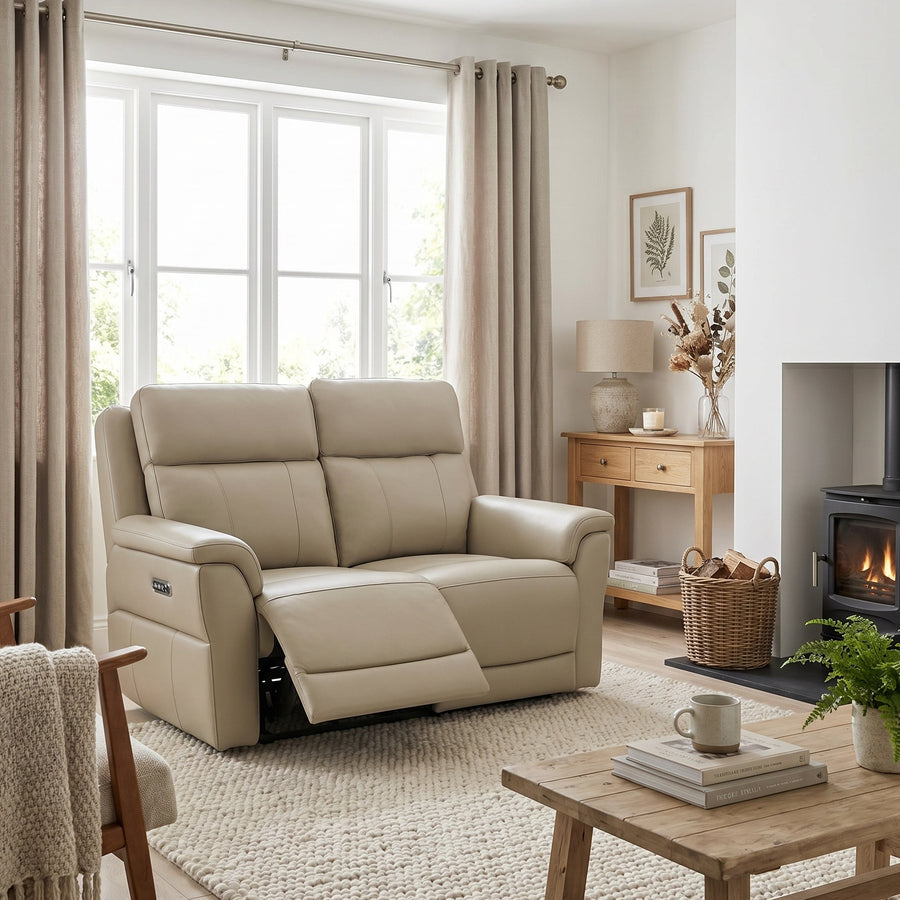 Juno 2 Seater Recliner Sofa - 2 Seater Power Recliner Sofa with USB Cat 60 - Power Recliner with USB