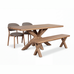 Foundry Dining Table, Bench & 2 Dining Chairs Set - 200cm Dining Table 180cm Bench + 2 Lake Chairs