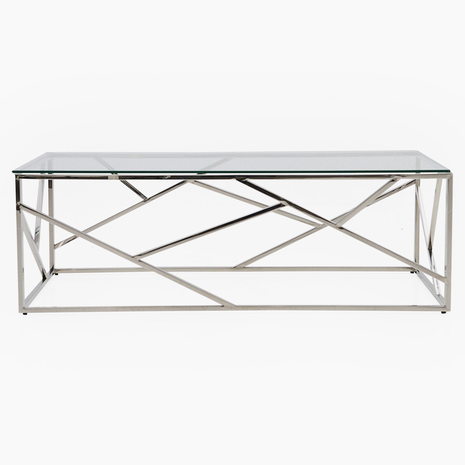 Genoa Coffee Table - Coffee Table Clear Glass / Stainless Steel Tables Sterling Home 1