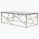 Genoa Coffee Table - Coffee Table Clear Glass / Stainless Steel Tables Sterling Home 2