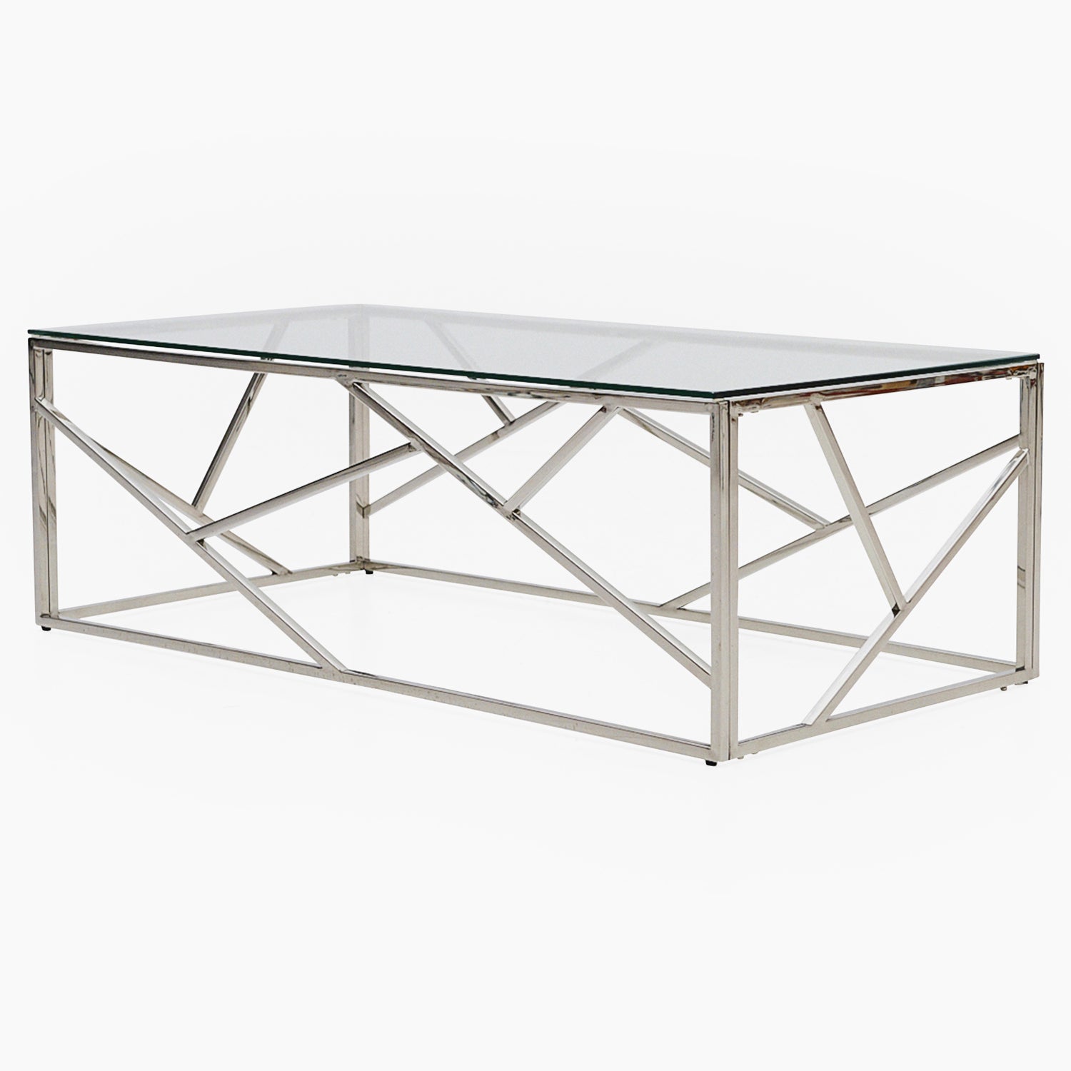 Genoa Coffee Table - Coffee Table Clear Glass / Stainless Steel Tables Sterling Home 2