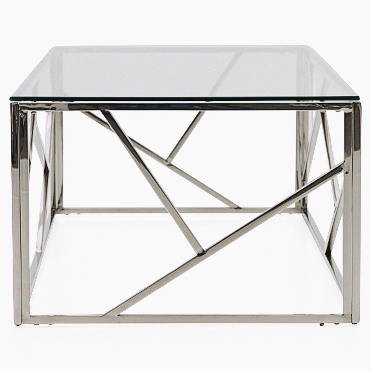 Genoa Coffee Table - Coffee Table Clear Glass / Stainless Steel Tables Sterling Home 3