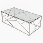 Genoa Coffee Table - Coffee Table Clear Glass / Stainless Steel Tables Sterling Home 4