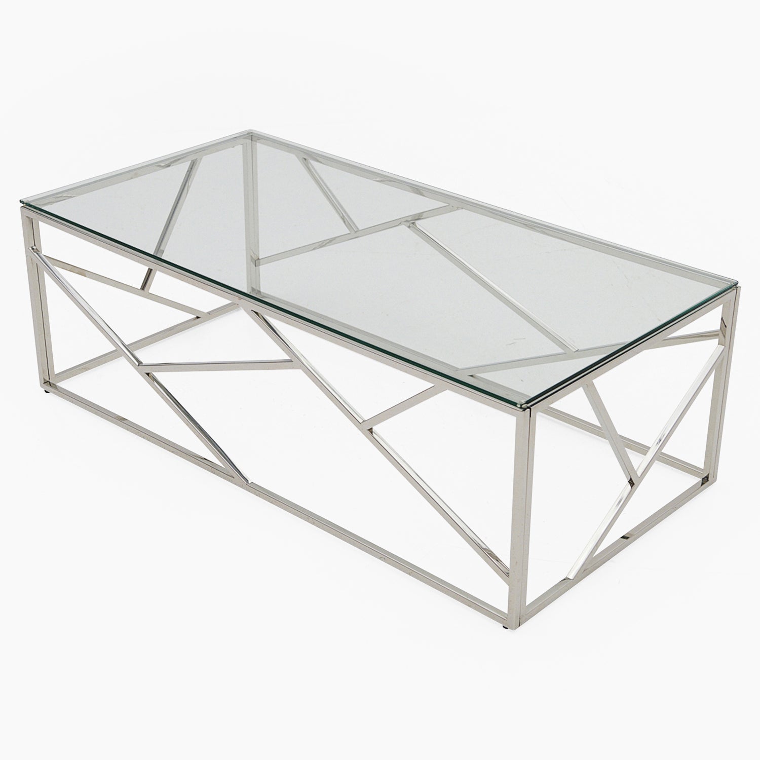 Genoa Coffee Table - Coffee Table Clear Glass / Stainless Steel Tables Sterling Home 4