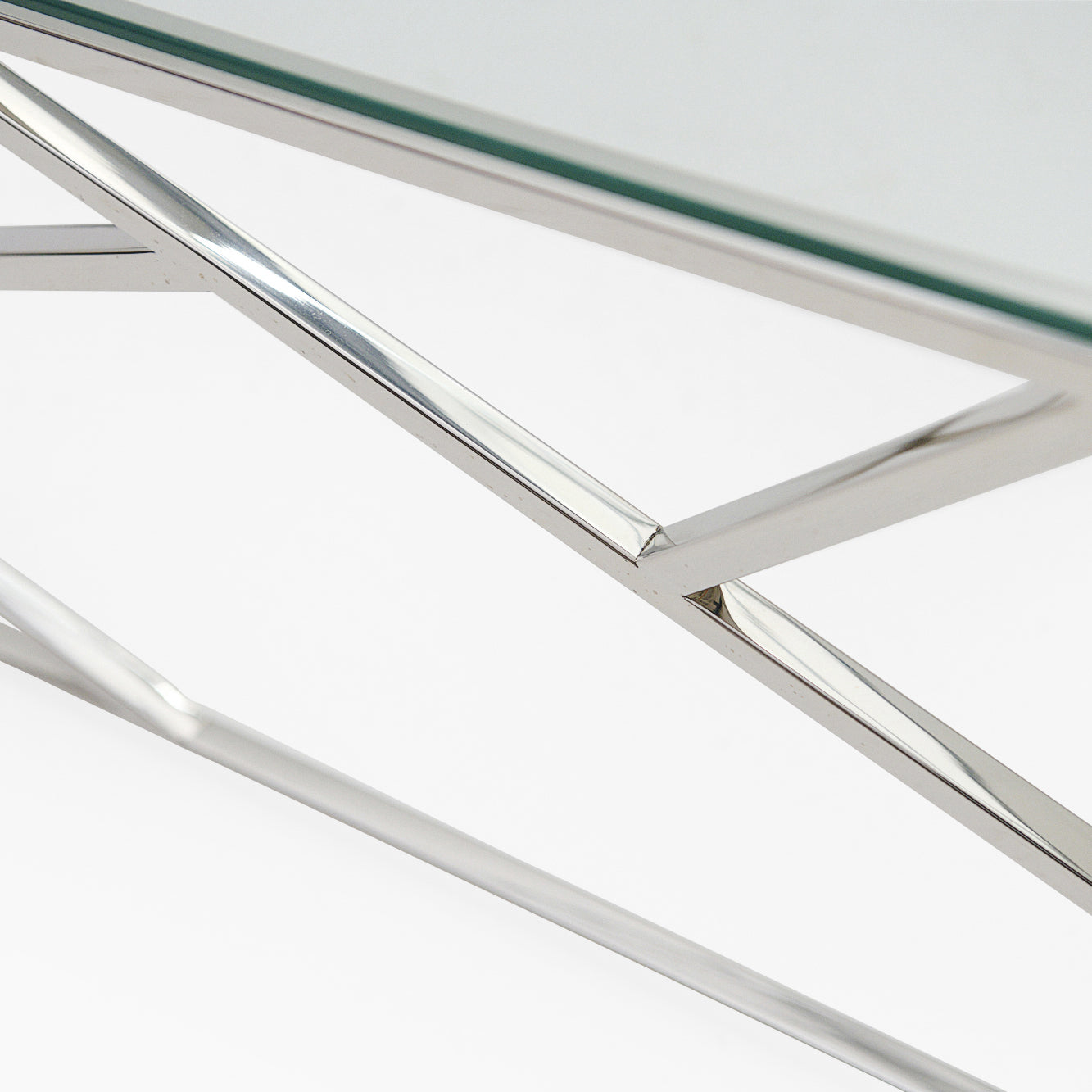 Genoa Coffee Table - Coffee Table Clear Glass / Stainless Steel Tables Sterling Home 5