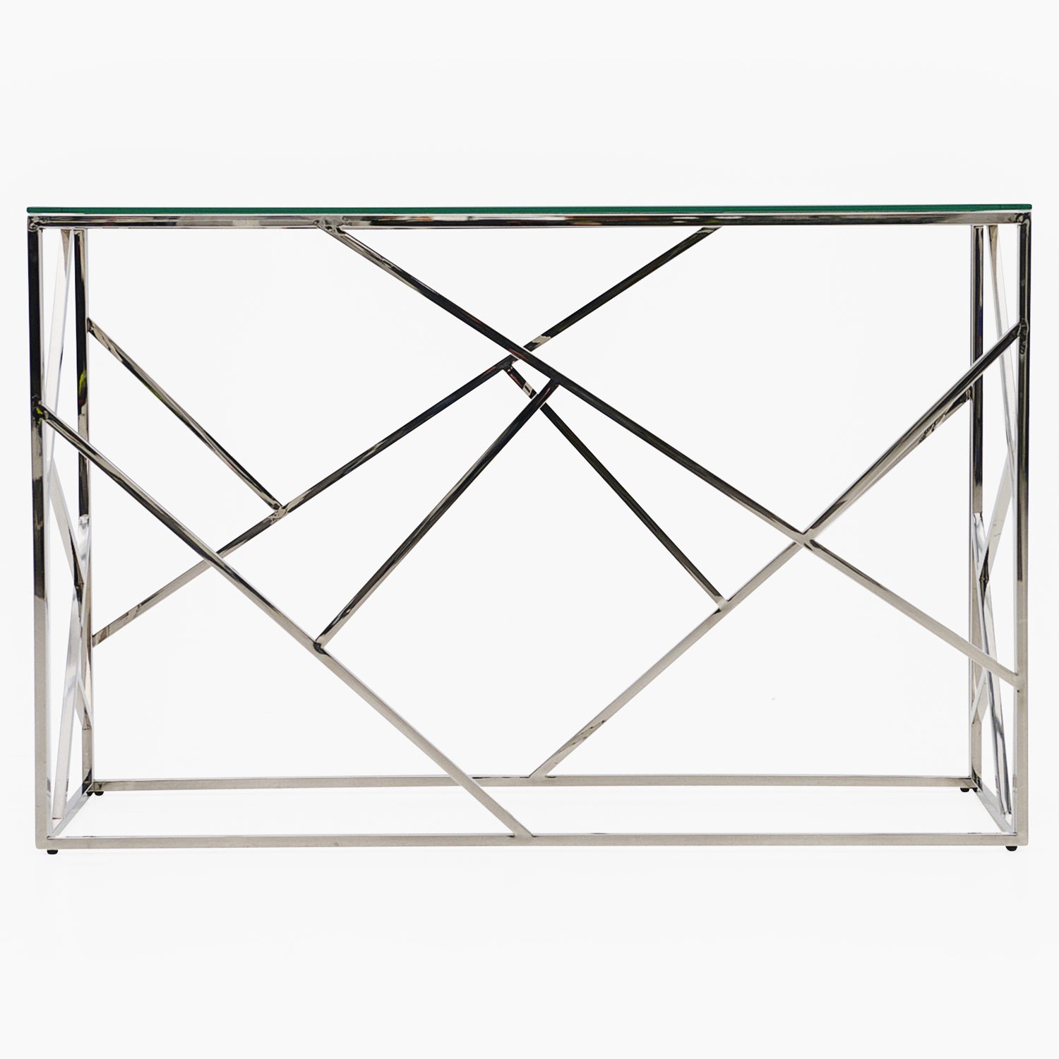 Genoa Console Table - Console Table Clear Glass / Stainless Steel Tables Sterling Home 1