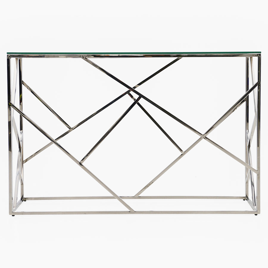 Genoa Console Table - Console Table Clear Glass / Stainless Steel Tables Sterling Home 1