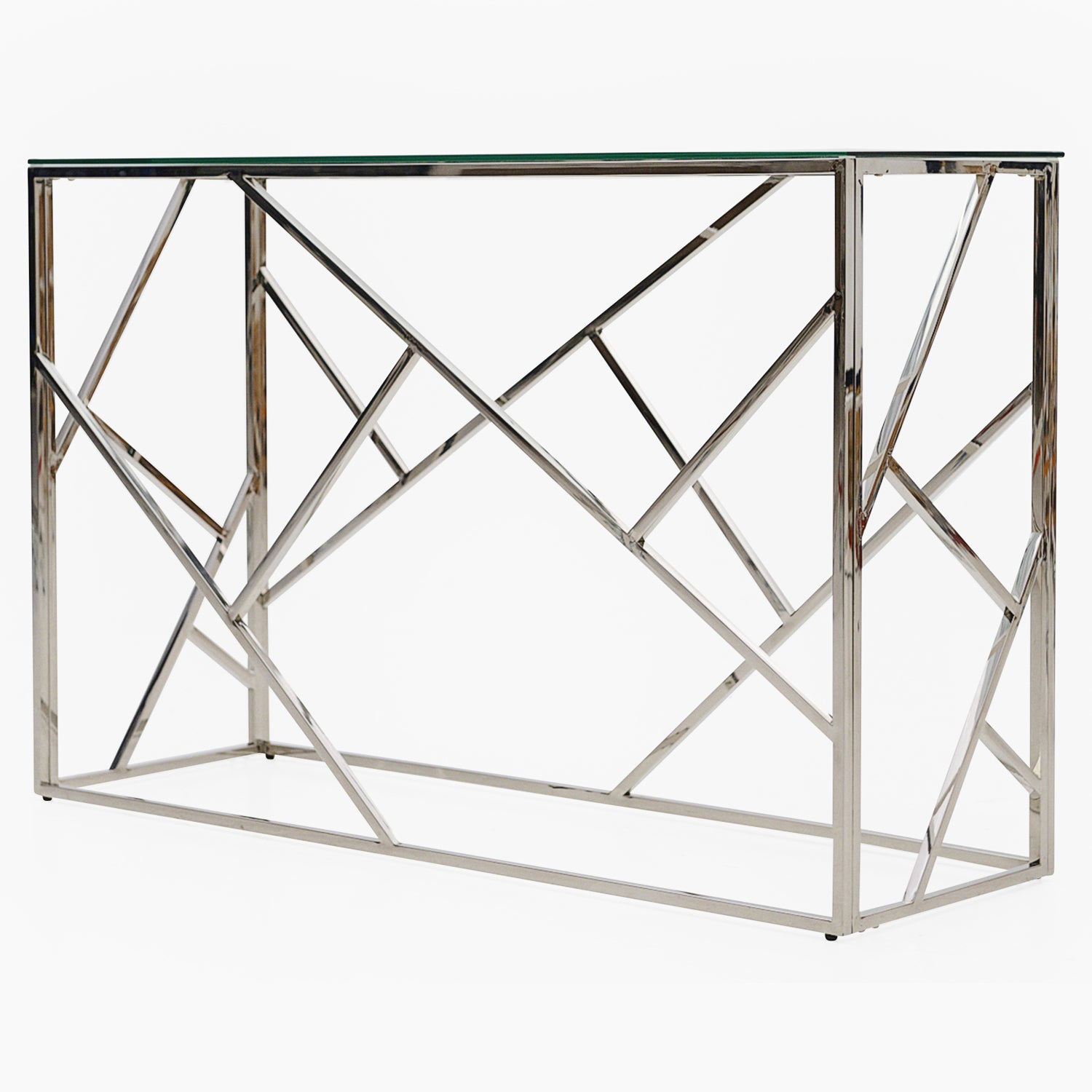 Genoa Console Table - Console Table Clear Glass / Stainless Steel Tables Sterling Home 2