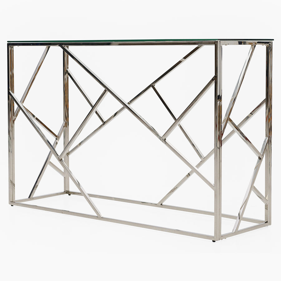 Genoa Console Table - Console Table Clear Glass / Stainless Steel Tables Sterling Home 2