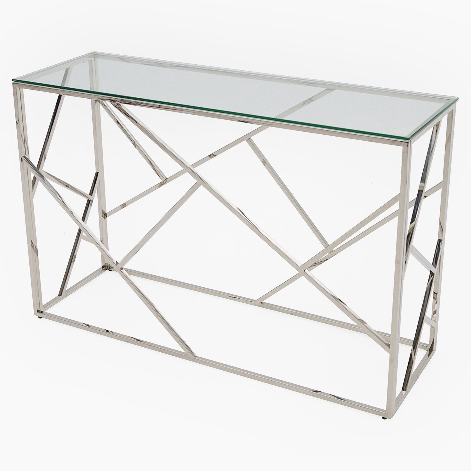 Genoa Console Table - Console Table Clear Glass / Stainless Steel Tables Sterling Home 4