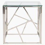 Genoa Side Table - Lamp Table Clear Glass / Stainless Steel Tables Sterling Home 1