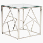 Genoa Side Table - Lamp Table Clear Glass / Stainless Steel Tables Sterling Home 2