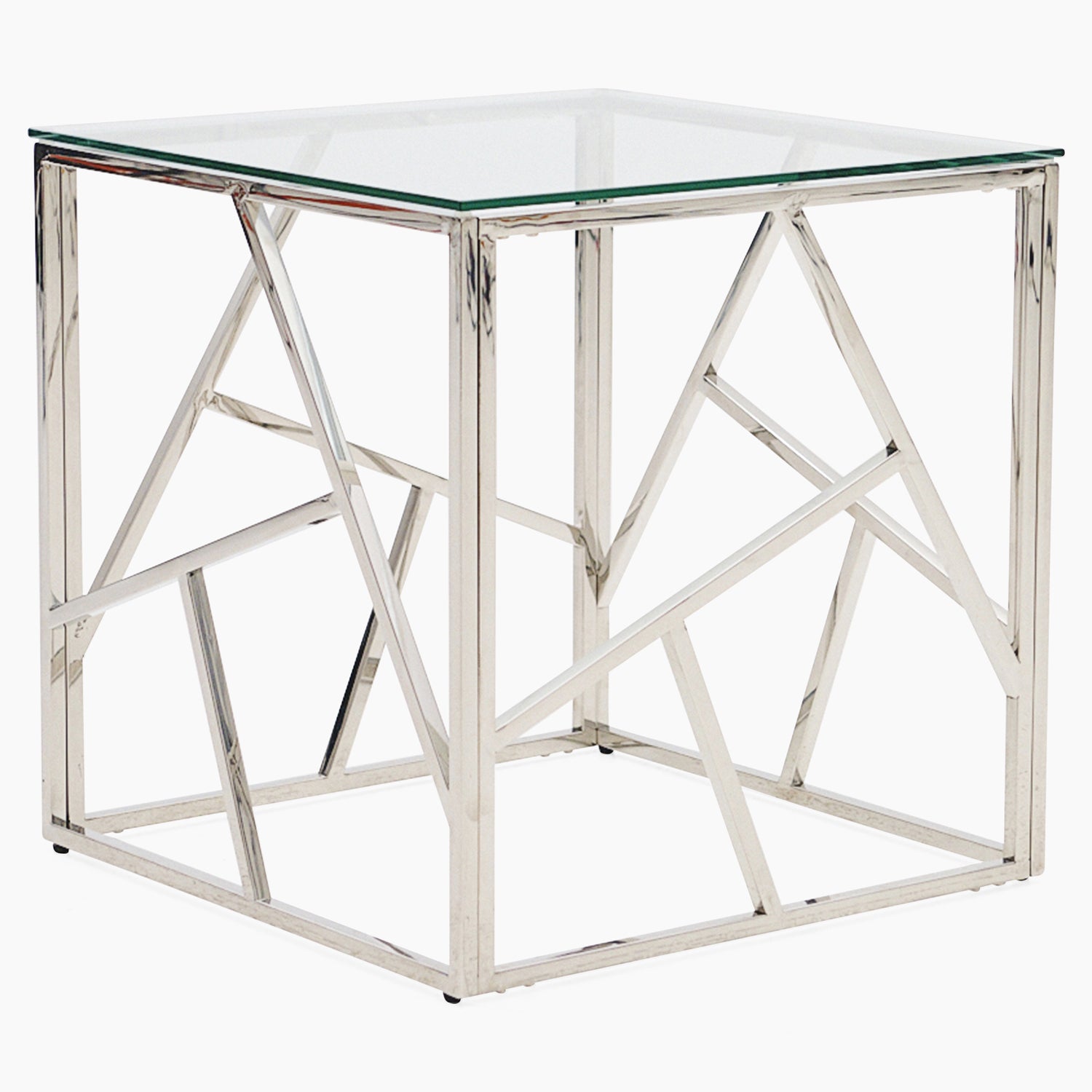 Genoa Side Table - Lamp Table Clear Glass / Stainless Steel Tables Sterling Home 2