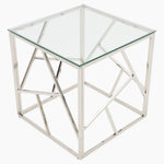 Genoa Side Table - Lamp Table Clear Glass / Stainless Steel Tables Sterling Home 3