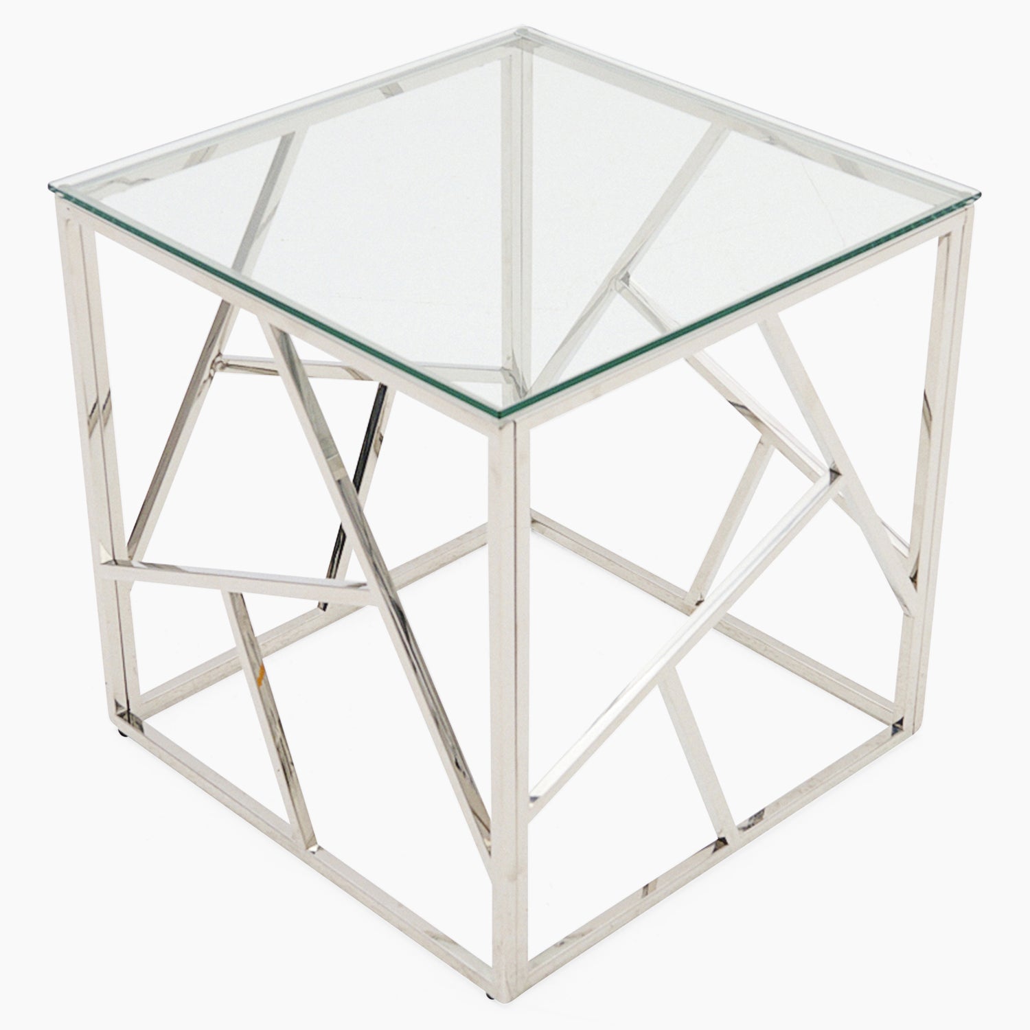 Genoa Side Table - Lamp Table Clear Glass / Stainless Steel Tables Sterling Home 3