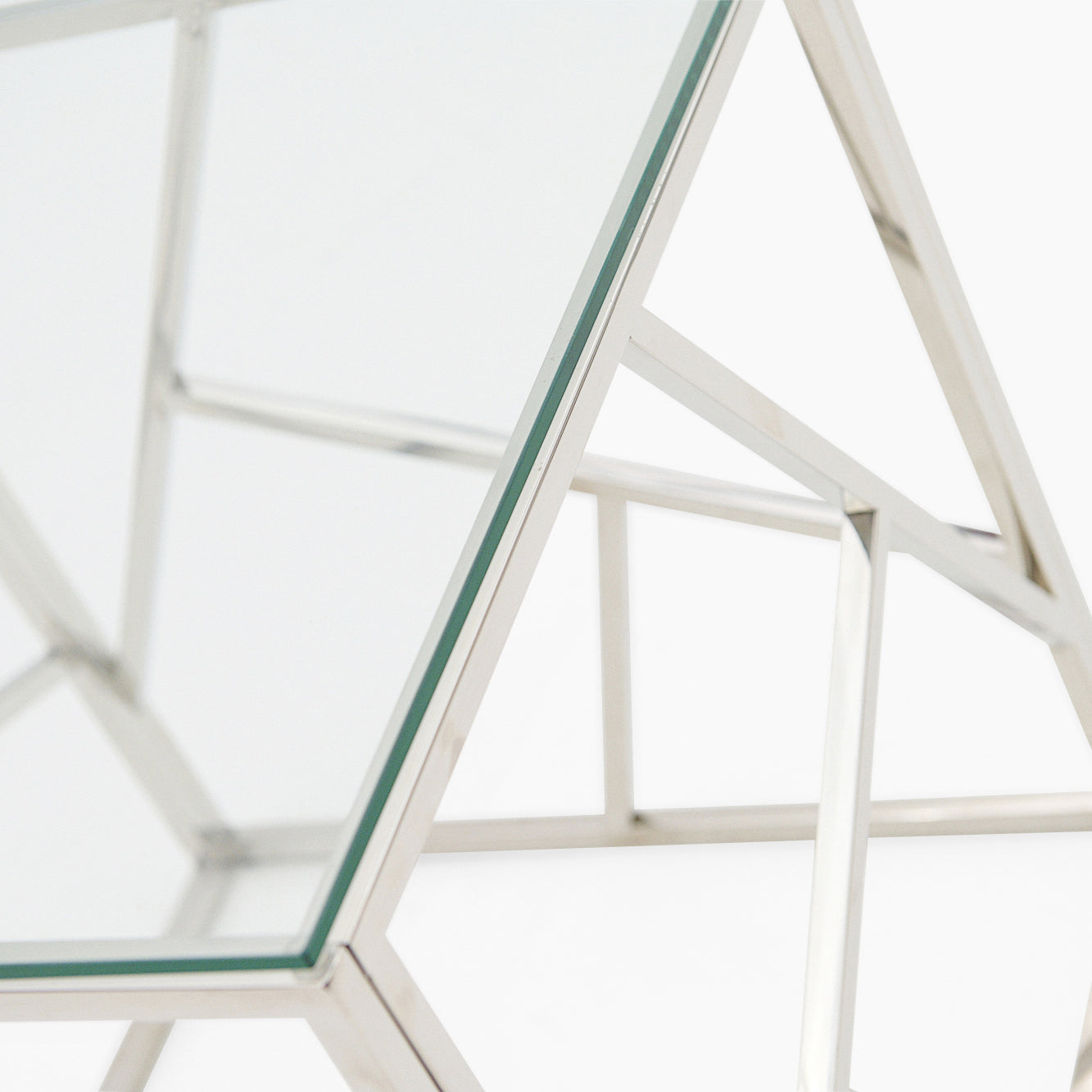 Genoa Side Table - Lamp Table Clear Glass / Stainless Steel Tables Sterling Home 4