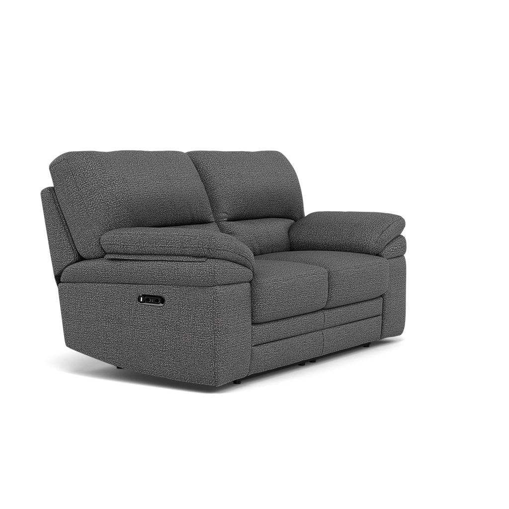 Gino 2 Seater Recliner Sofa - 2 Seater Manual Recliner Sofa F8 - Manual Recliner — Hopsack Charcoal 70006, gallery image 1