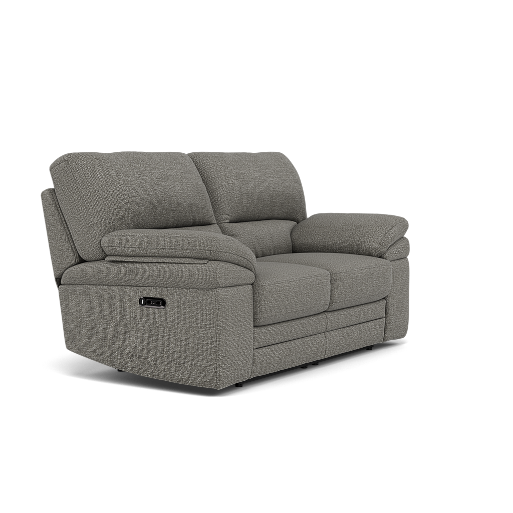 Gino 2 Seater Recliner Sofa - 2 Seater Manual Recliner Sofa F8 - Manual Recliner — Hopsack Platinum 70003, gallery image 1