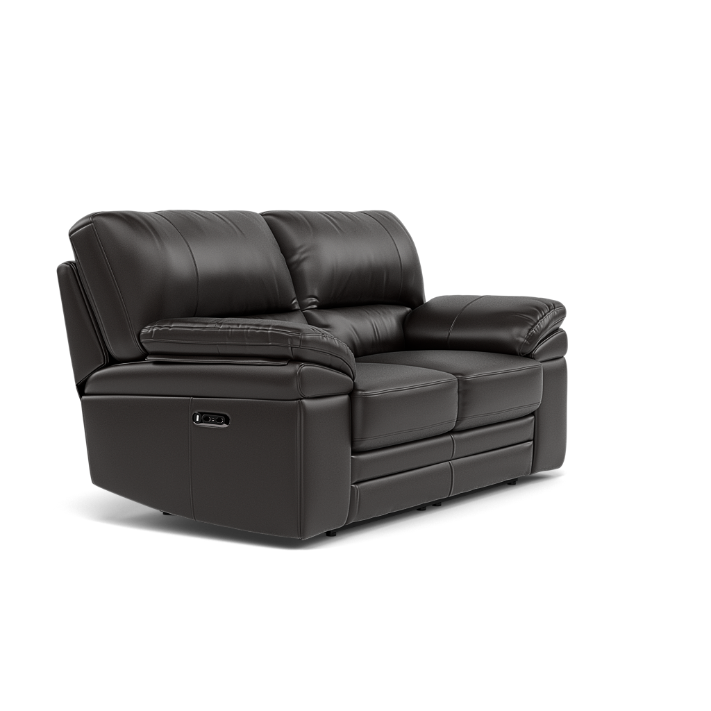 Gino 2 Seater Recliner Sofa - 2 Seater Power Recliner Sofa with USB Cat 60 - Power Recliner with USB — Cat-60/09 Montana Black Coffee, gallery image 1