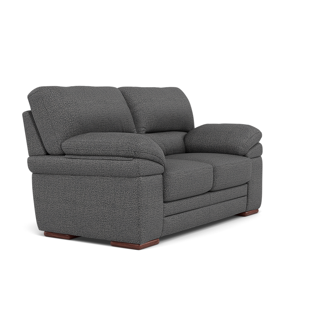 Gino 2 Seater Sofa - 2 Seater Sofa F8 — Hopsack Charcoal 70006 / Wooden Feet, gallery image 1