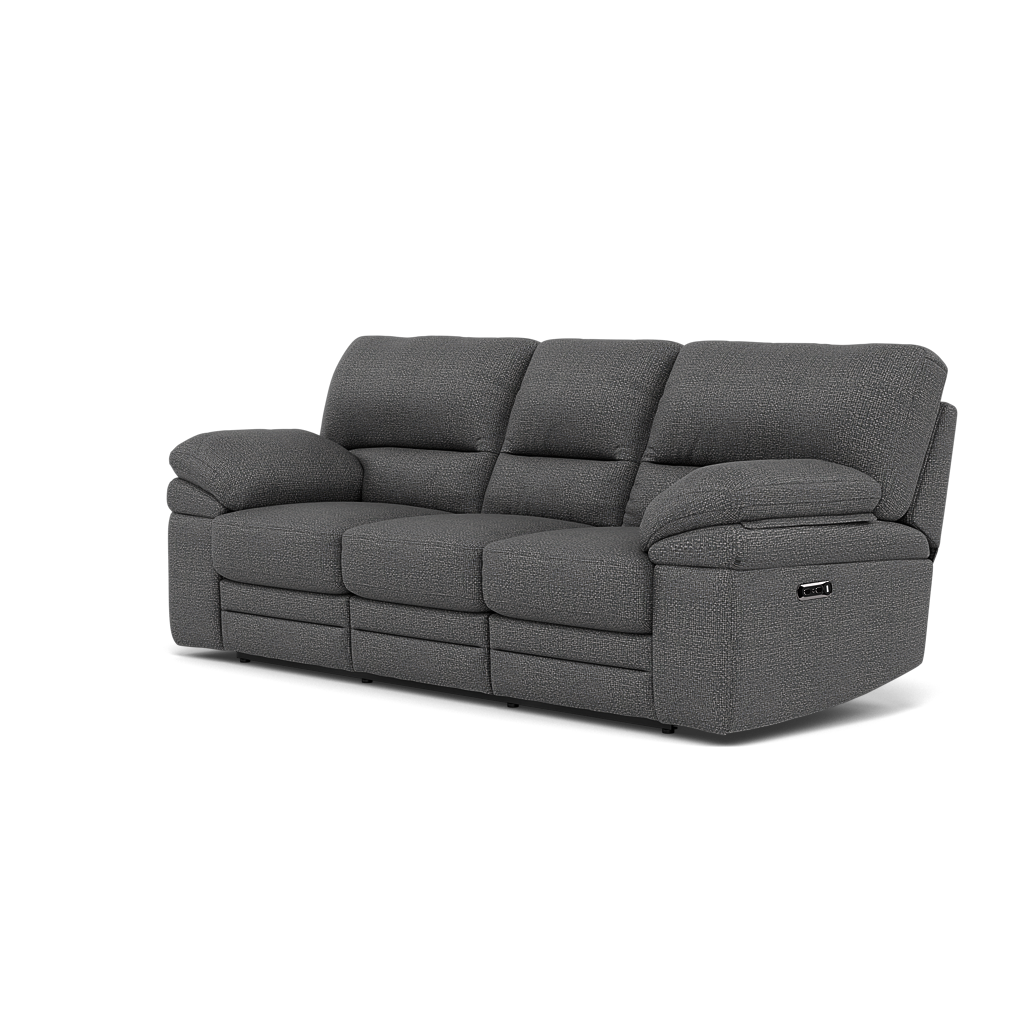 Gino 3 Seater Recliner Sofa - 3 Seater Manual Recliner Sofa F8 - Manual Recliner — Hopsack Charcoal 70006, gallery image 3