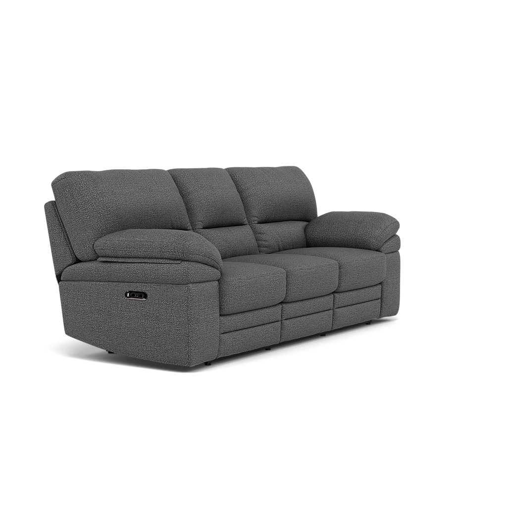 Gino 3 Seater Recliner Sofa - 3 Seater Manual Recliner Sofa F8 - Manual Recliner — Hopsack Charcoal 70006, gallery image 1