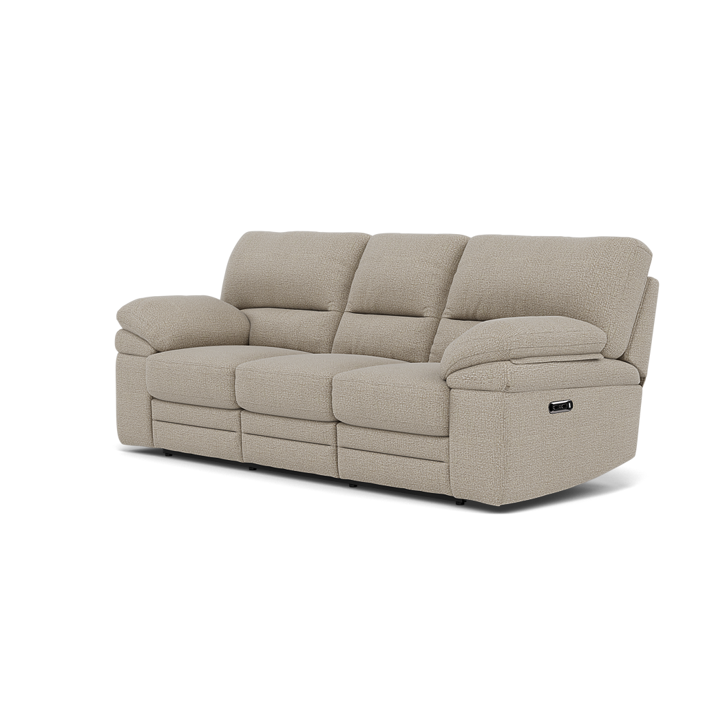 Gino 3 Seater Recliner Sofa - 3 Seater Manual Recliner Sofa F8 - Manual Recliner — Hopsack Linen 70004, gallery image 3