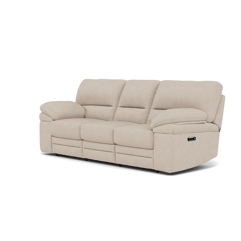 Gino 3 Seater Recliner Sofa - 3 Seater Manual Recliner Sofa F8 - Manual Recliner — Hopsack Natural 70002, gallery image 3
