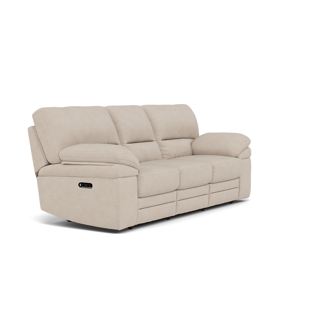 Gino 3 Seater Recliner Sofa - 3 Seater Manual Recliner Sofa F8 - Manual Recliner — Hopsack Natural 70002, gallery image 1