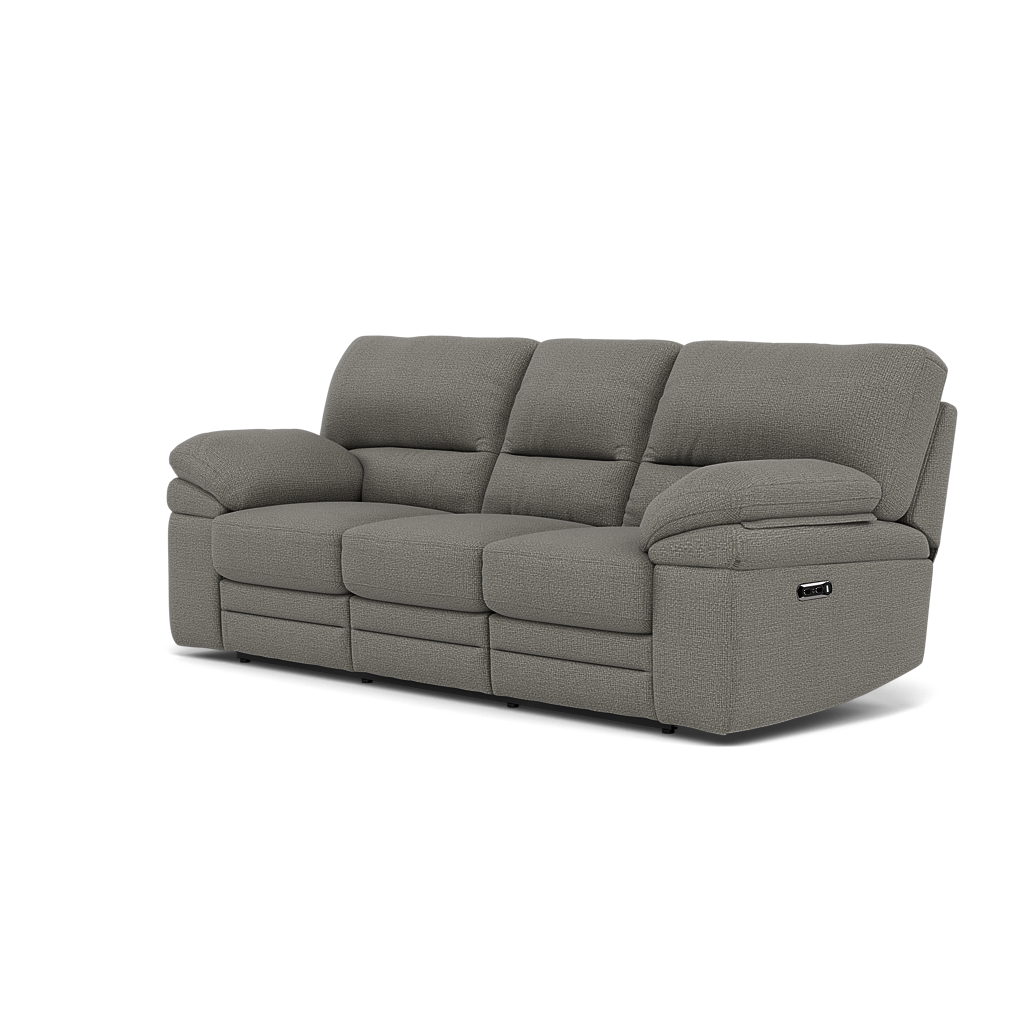Gino 3 Seater Recliner Sofa - 3 Seater Manual Recliner Sofa F8 - Manual Recliner — Hopsack Platinum 70003, gallery image 3