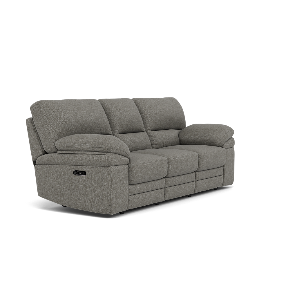 Gino 3 Seater Recliner Sofa - 3 Seater Manual Recliner Sofa F8 - Manual Recliner — Hopsack Platinum 70003, gallery image 1
