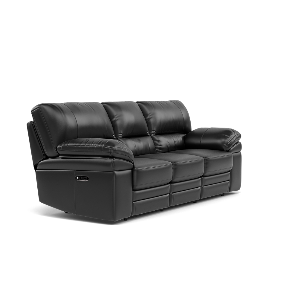 Gino 3 Seater Recliner Sofa - 3 Seater Power Recliner Sofa with USB Cat 55 - Power Recliner with USB — Cat-55/72 New Club Dark Grey, gallery image 1