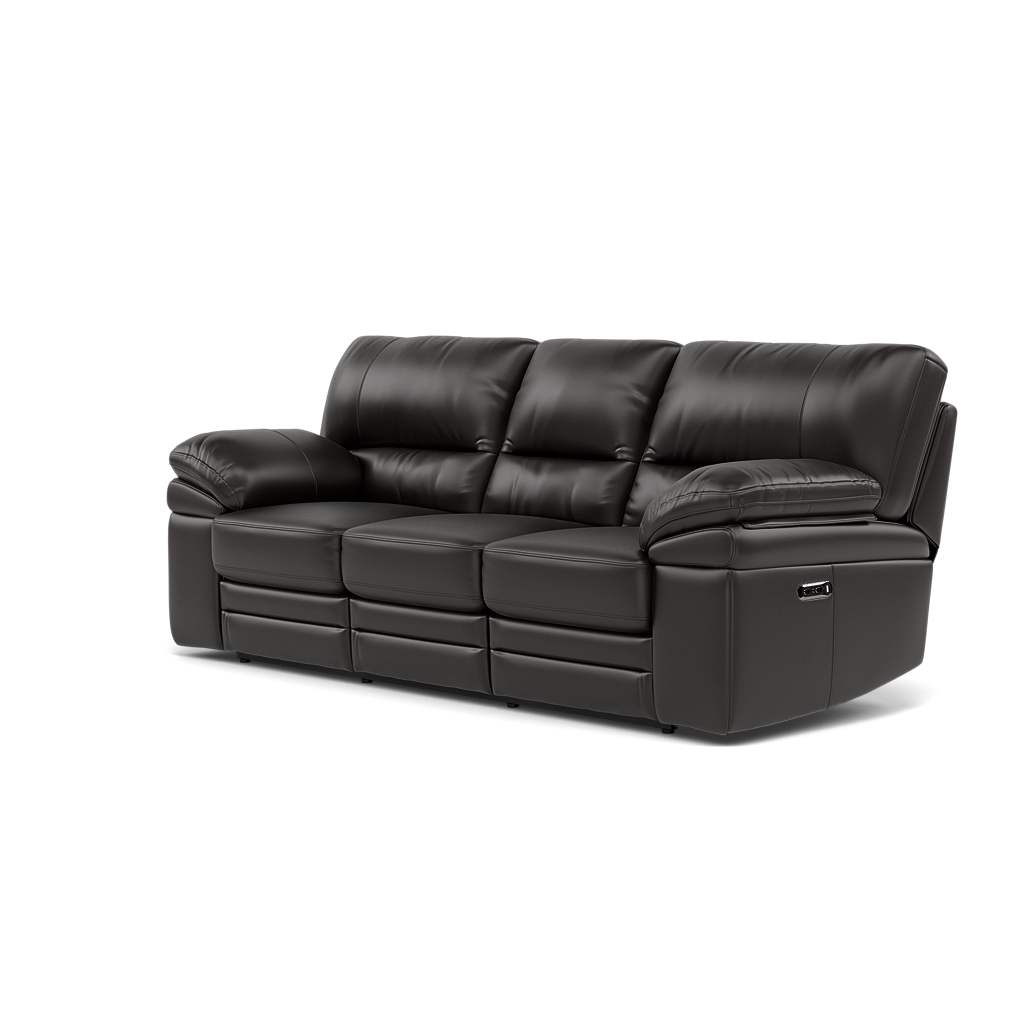 Gino 3 Seater Recliner Sofa - 3 Seater Power Recliner Sofa with USB Cat 60 - Power Recliner with USB — Cat-60/09 Montana Black Coffee, gallery image 3