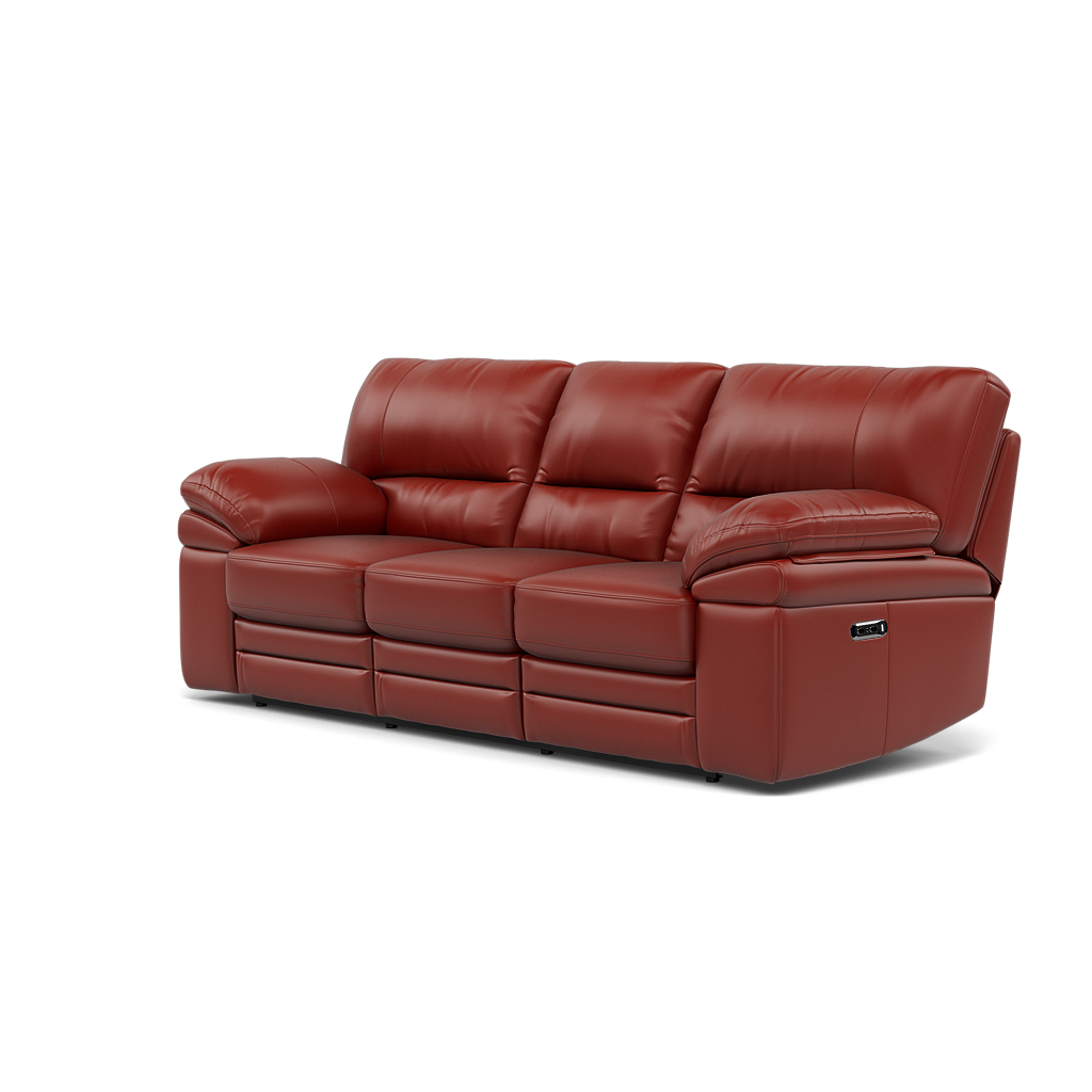 Gino 3 Seater Recliner Sofa - 3 Seater Power Recliner Sofa with USB Cat 60 - Power Recliner with USB — Cat-60/11 Montana Flame, gallery image 3