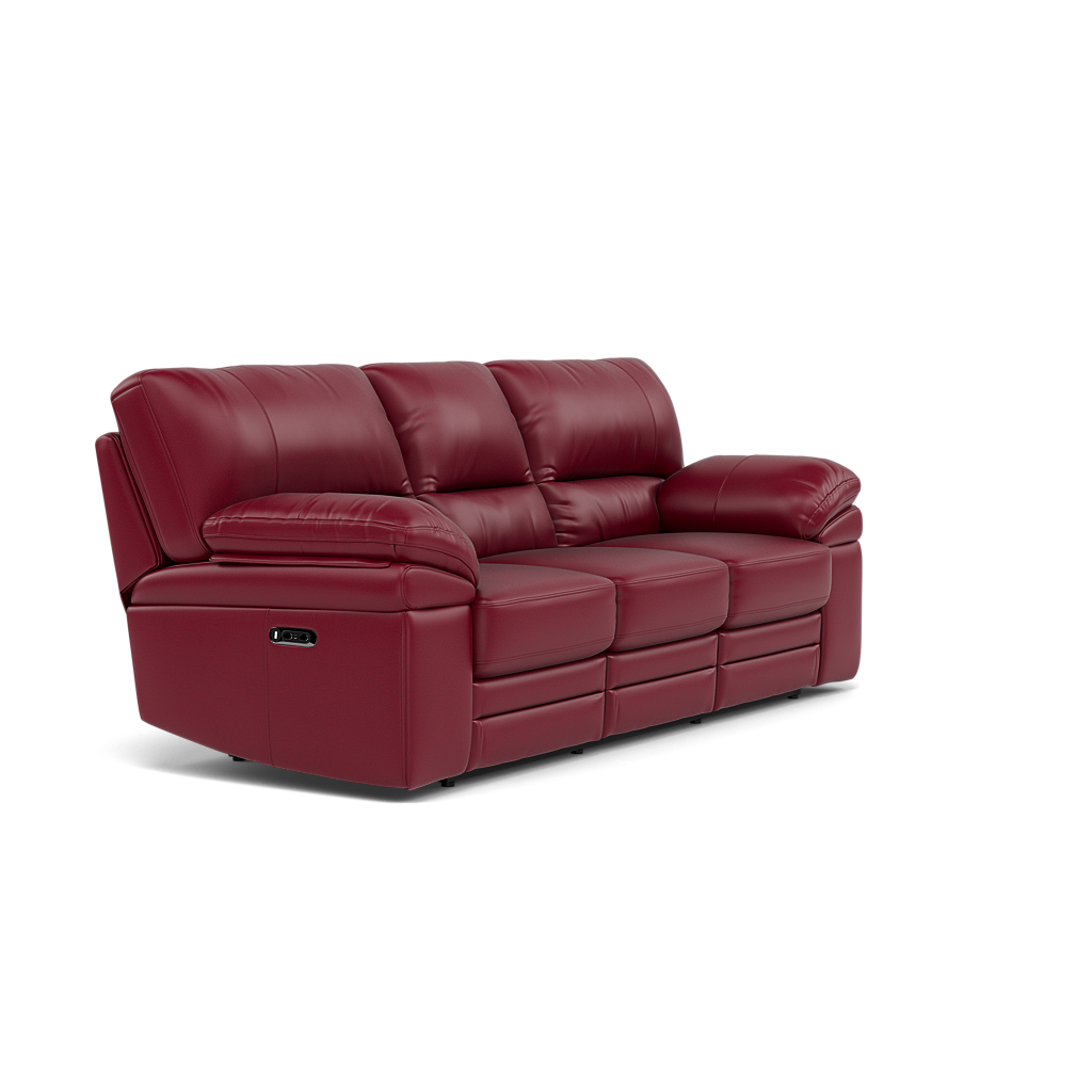 Gino 3 Seater Recliner Sofa - 3 Seater Power Recliner Sofa with USB Cat 60 - Power Recliner with USB — Cat-60/13 Montana Cranberry, gallery image 1