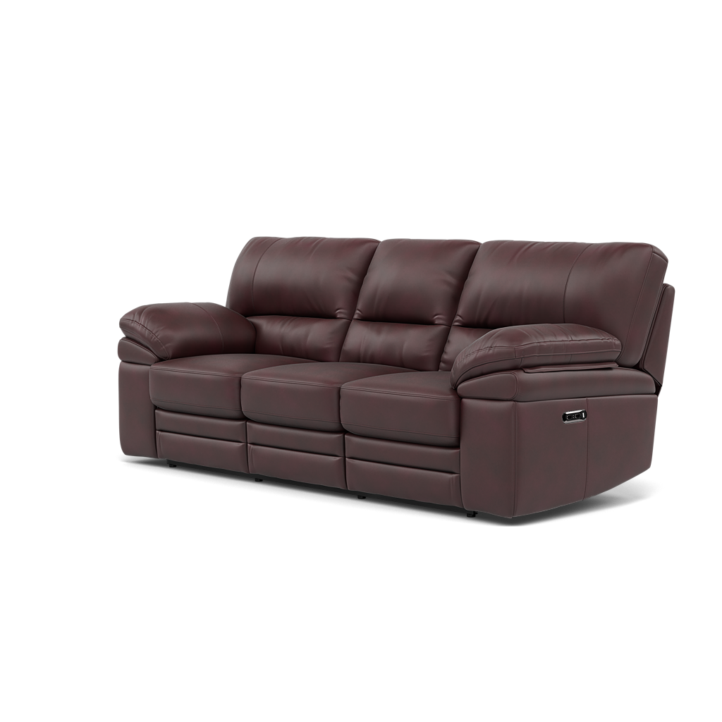 Gino 3 Seater Recliner Sofa - 3 Seater Power Recliner Sofa with USB Cat 60 - Power Recliner with USB — Cat-60/15 Montana Ruby, gallery image 3