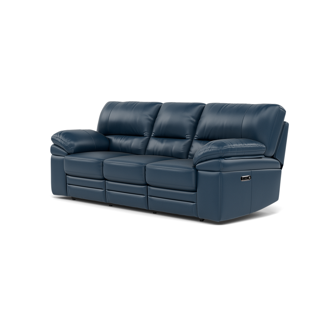 Gino 3 Seater Recliner Sofa - 3 Seater Power Recliner Sofa with USB Cat 60 - Power Recliner with USB — Cat-60/17 Montana Ocean, gallery image 3