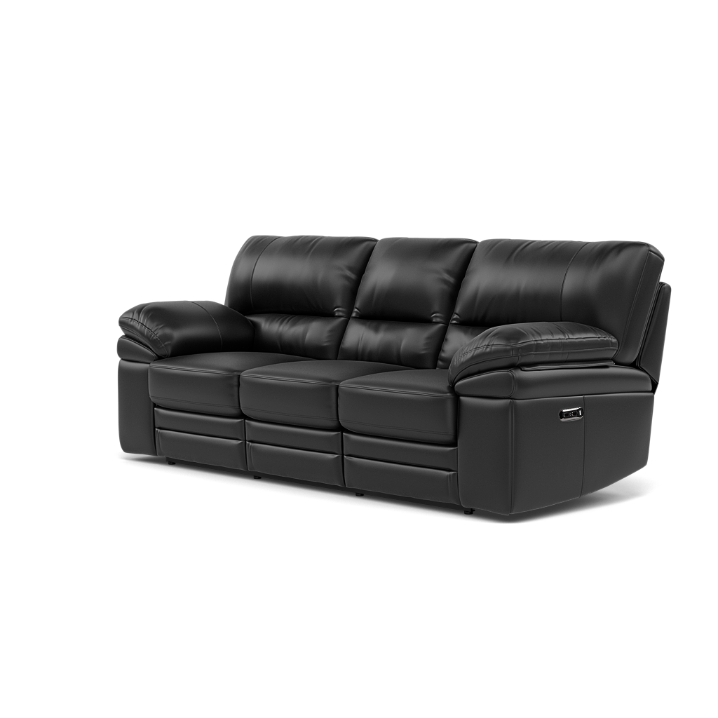 Gino 3 Seater Recliner Sofa - 3 Seater Power Recliner Sofa with USB Cat 60 - Power Recliner with USB — Cat-60/22 Montana Jet Black, gallery image 3