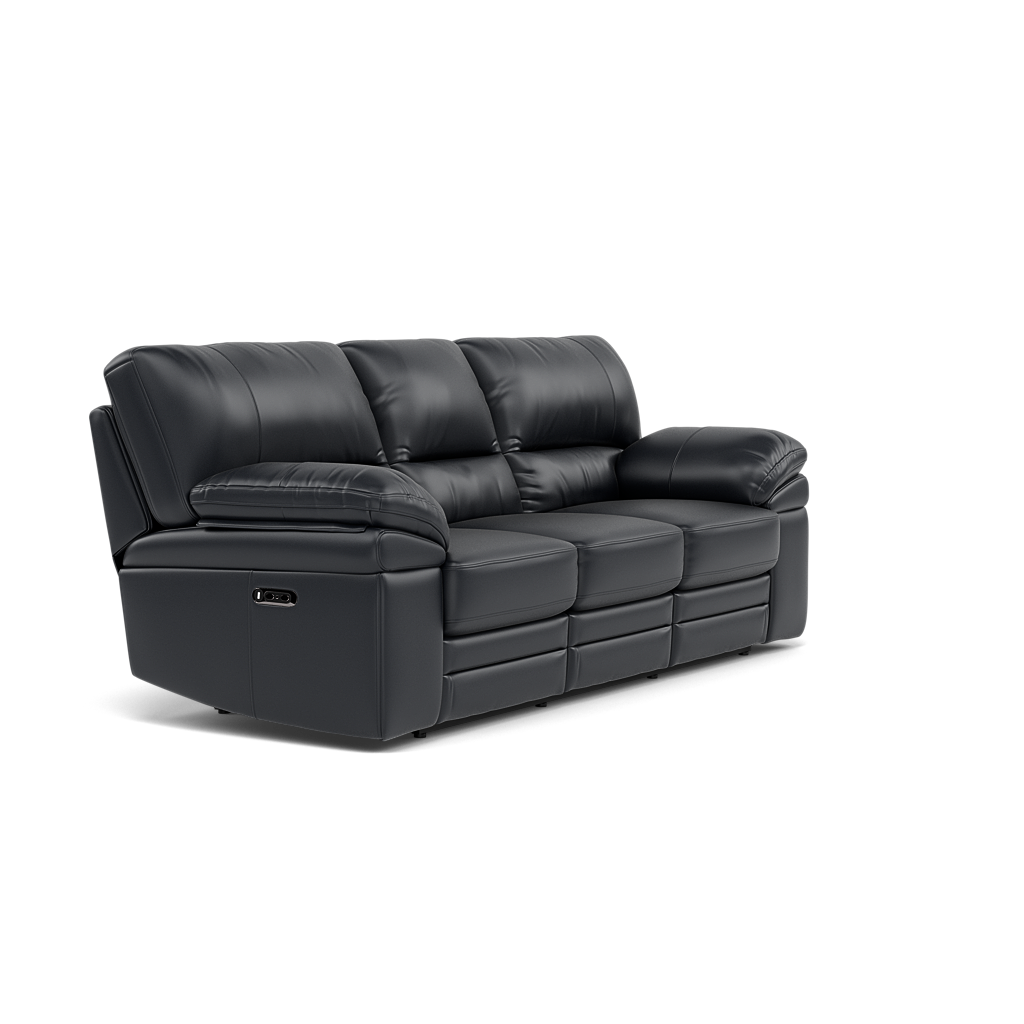 Gino 3 Seater Recliner Sofa - 3 Seater Power Recliner Sofa with USB Cat 60 - Power Recliner with USB — Cat-60/24 Montana Navy, gallery image 1