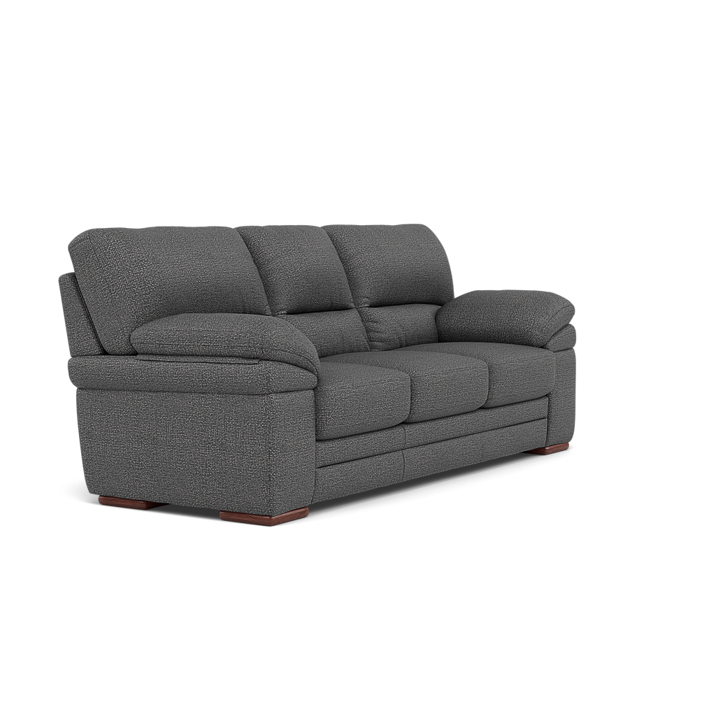 Gino 3 Seater Sofa - 3 Seater Sofa F8 — Hopsack Charcoal 70006 / Wooden Feet, gallery image 1