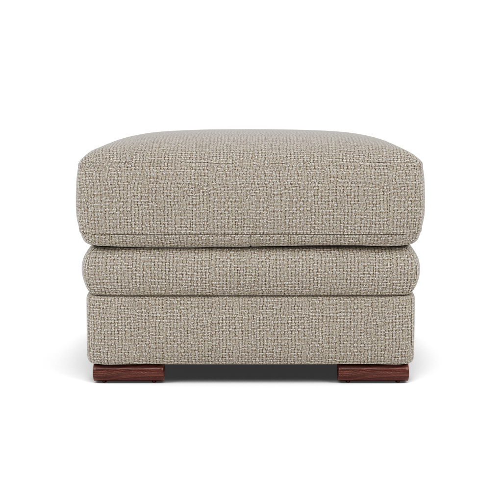 Gino Footstool - Footstool F8 Sterling Home 10 Hopsack Linen 70004 Wooden Feet